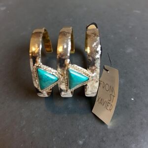NWOT From St Xavier Silvertone and Turquoise Triangle Cuff Bracelet